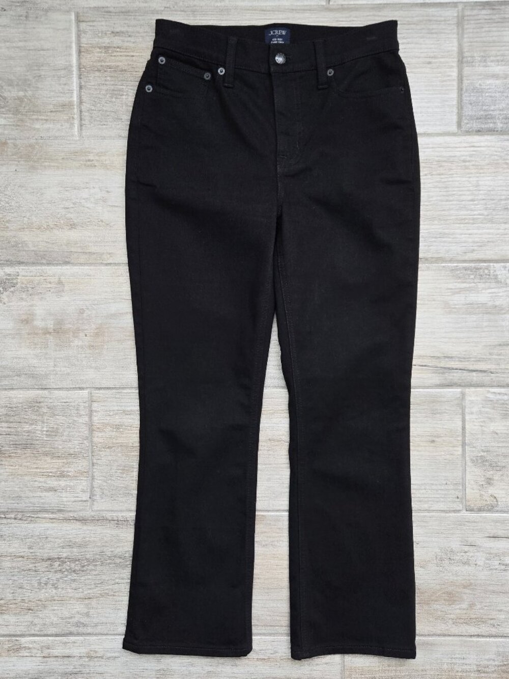 J. Crew Mid Rise Flare Crop Jeans Mens Black Stretch Denim Blackout Rivets 26